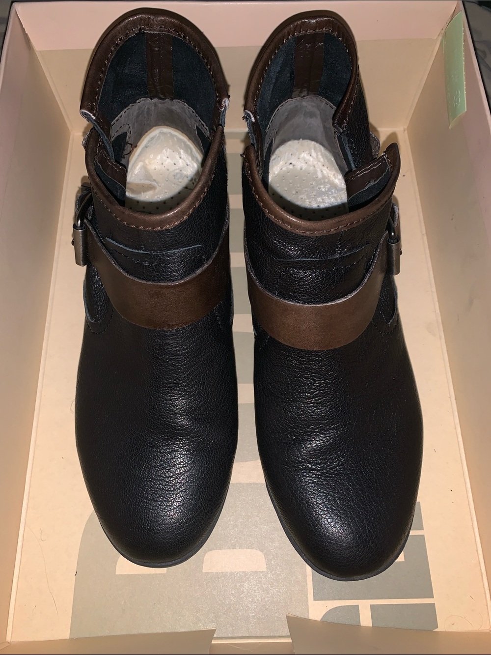 BCBGeneration Black and Brown Leather Ankle Booties 6M